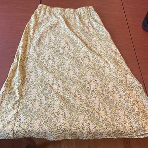 Pre-owned yellow floral midi skirt